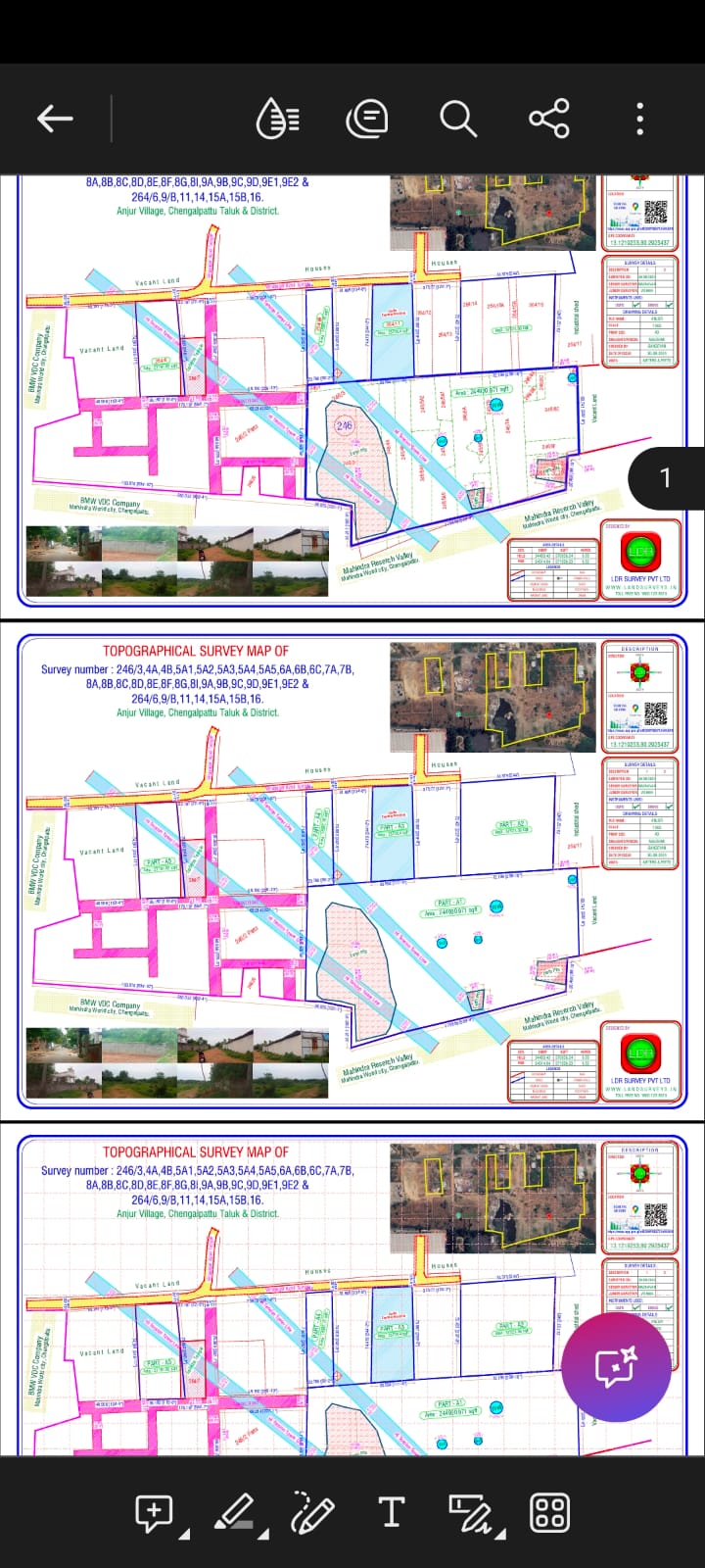 BMW VDC / Mahindra Research Valley vicinity — Topographical Survey Map (Survey No. 246/3,4A,4B…)